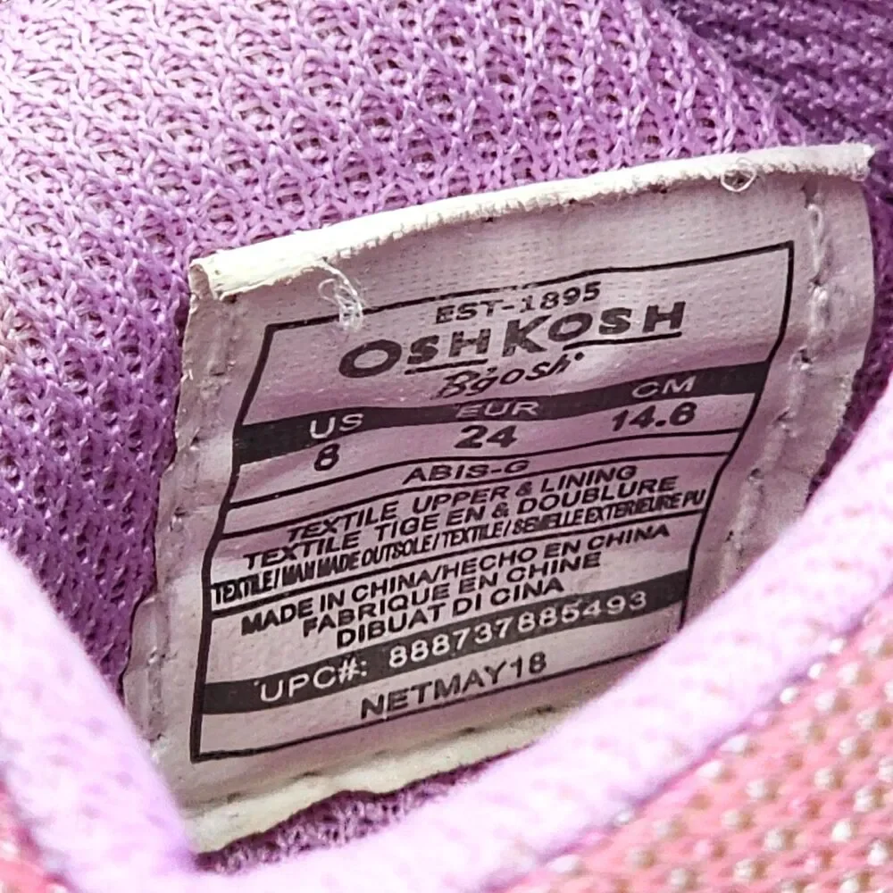 OshKosh B'Gosh Kids Bungee Outdoor Sneakers Shoes Pink Purple Toddler's Size 8